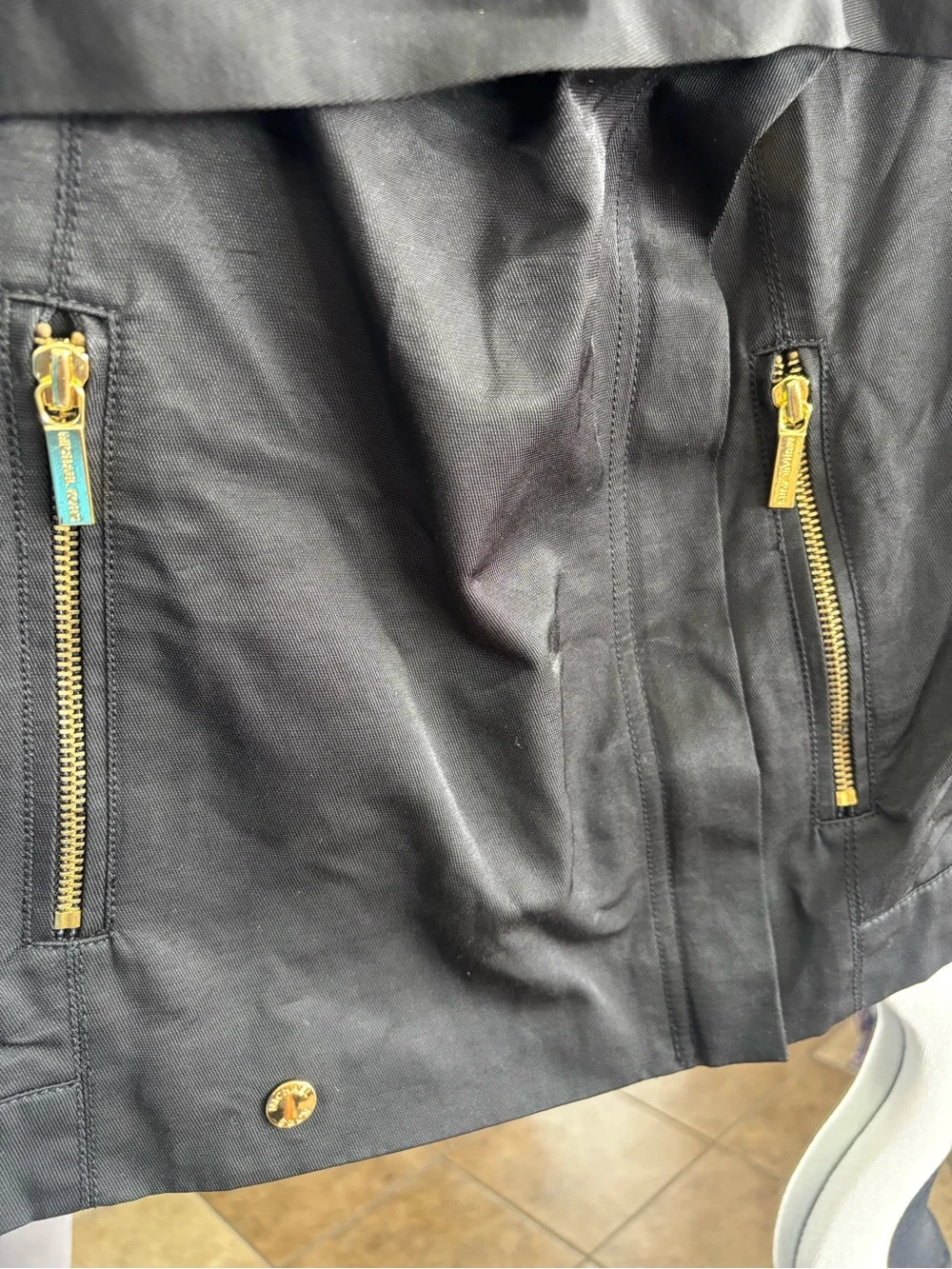 Michael Kors Black Sleeveless Zip Vest with Gold Hardware